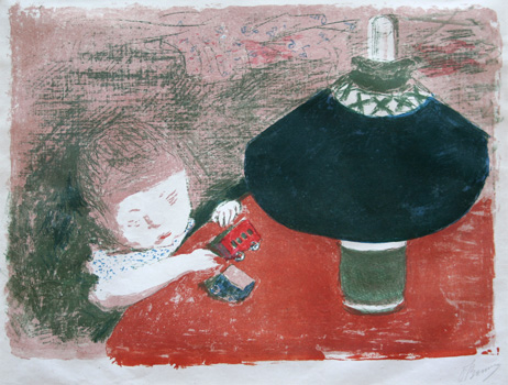 Pierre Bonnard lithograph: L'enfant a la lampe (Child with a lamp).